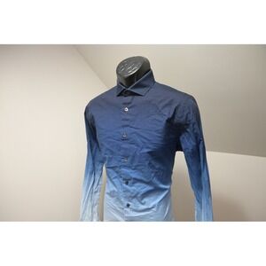 Express 1MX Button Down Dress Shirt Mens Small Blue Fitted Long Sleeve Excellent